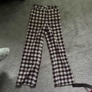 Urban Outfitters Brown and White Plaid Trousers